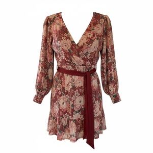 LC Lauren Conrad Burgundy Floral sequin mini dress